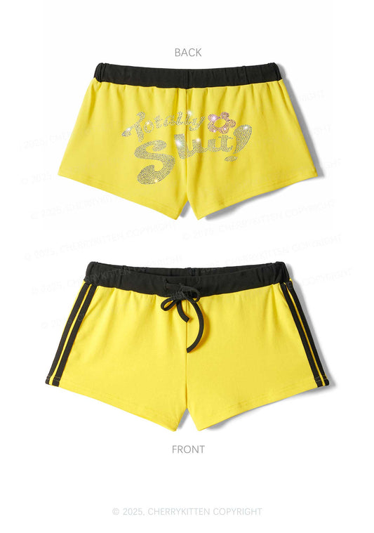 Rhinestone Totally Slxt Y2K Drawstring Mini Shorts Cherrykitten
