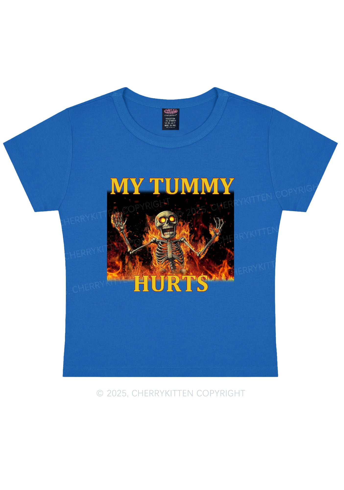 Skeleton Tummy Hurts Y2K Baby Tee Cherrykitten