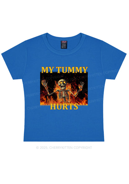 Skeleton Tummy Hurts Y2K Baby Tee Cherrykitten