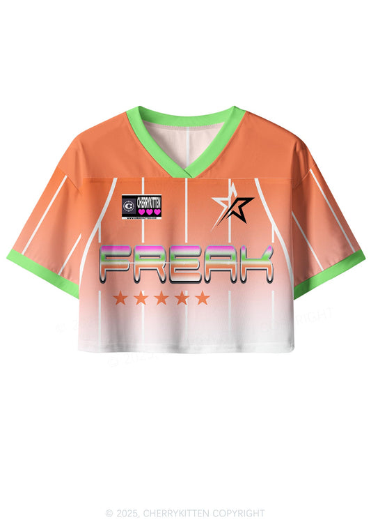Custom Orange Freak Y2K Crop Sport Jersey Shirts Cherrykitten