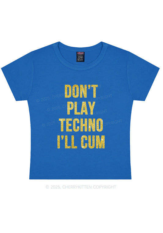 Glitter Dont Play Techno Y2K Baby Tee Cherrykitten