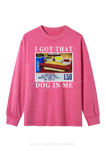 I Got That Hot Dog In Me Y2K Washed Long Sleeves Cherrykitten
