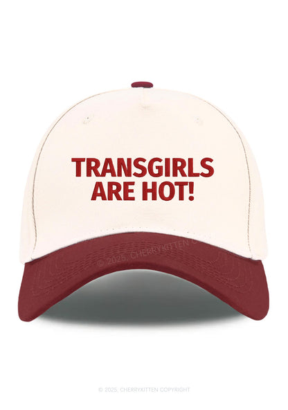Embroidered Transgirls Are Hot Pride Y2K Color Block Baseball Cap Cherrykitten