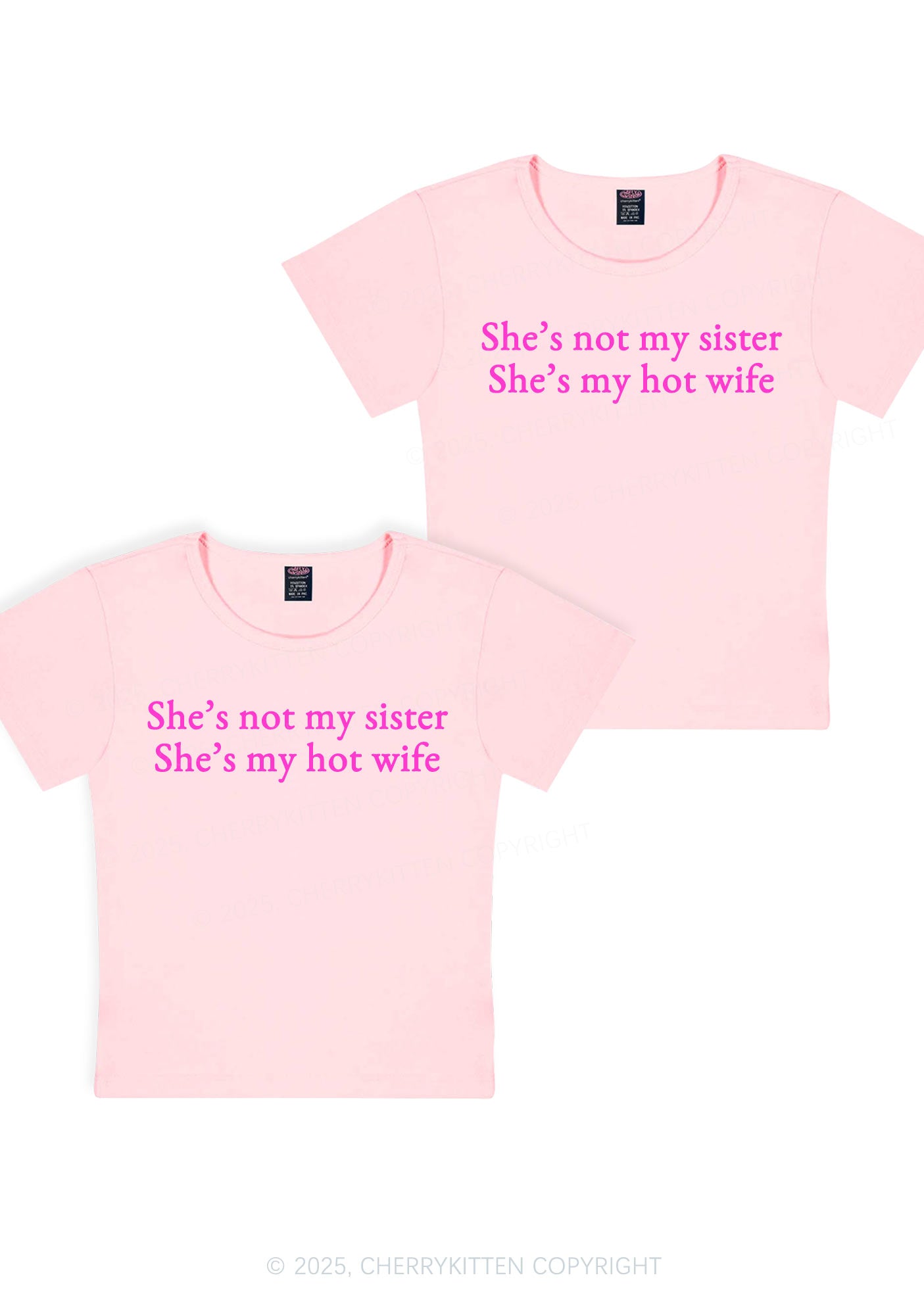 Shes Not My Sister Y2K Valentine's Day Baby Tee Cherrykitten