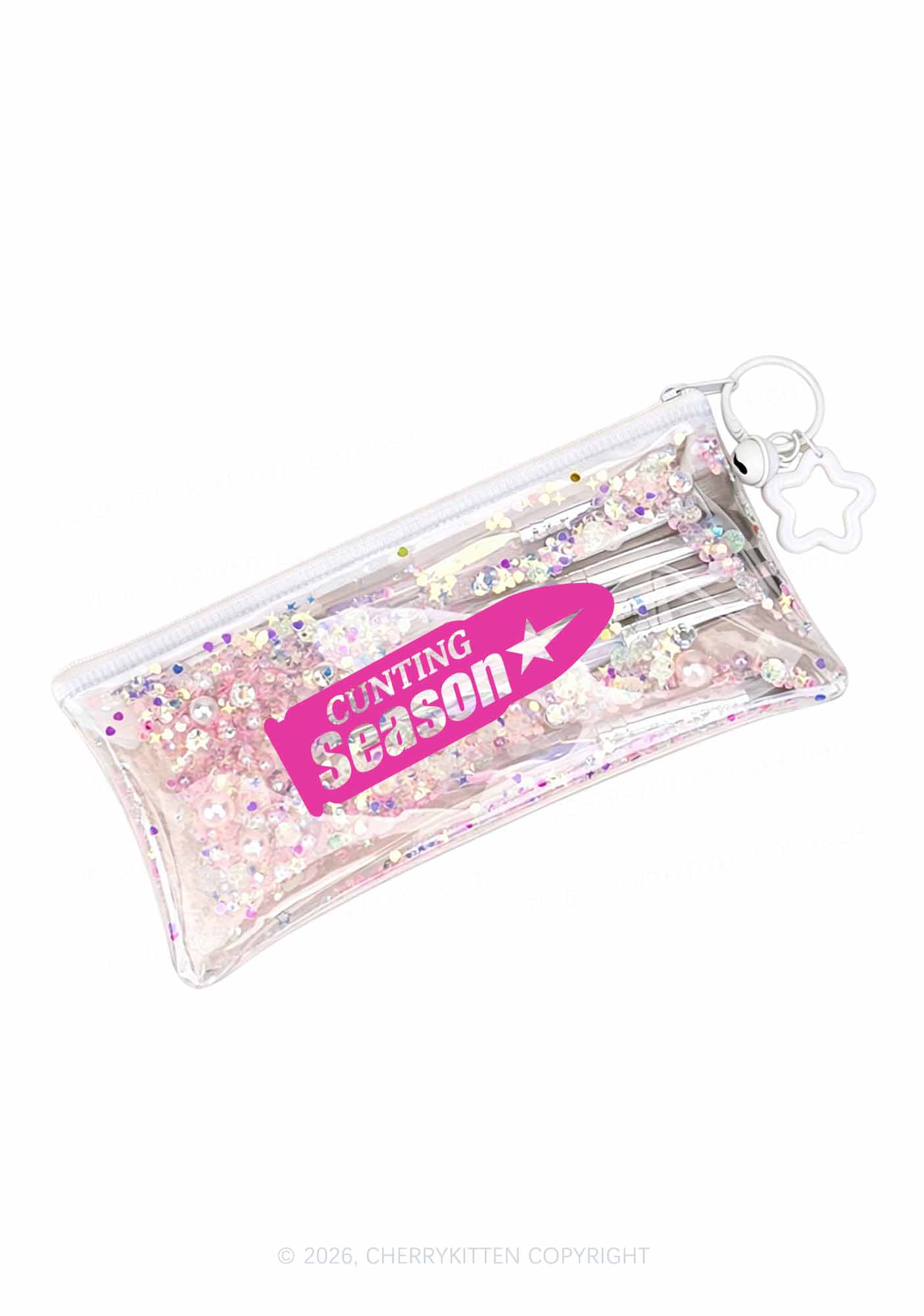 Cunting Season Y2K Quicksand Transparent Pencil Pouch Cherrykitten
