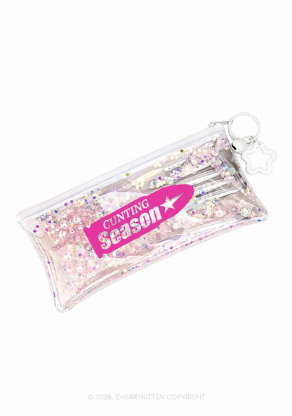 Cunting Season Y2K Quicksand Transparent Pencil Pouch Cherrykitten