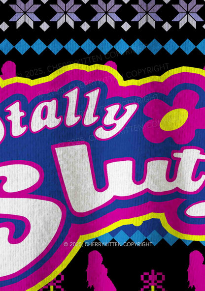 Blue Totally Slxt Y2K Christmas Knit Sweatshirt Cherrykitten