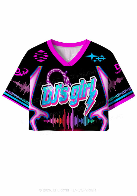 DJs Girl Neon Boombox Y2K Crop Sport Jersey Shirts Cherrykitten