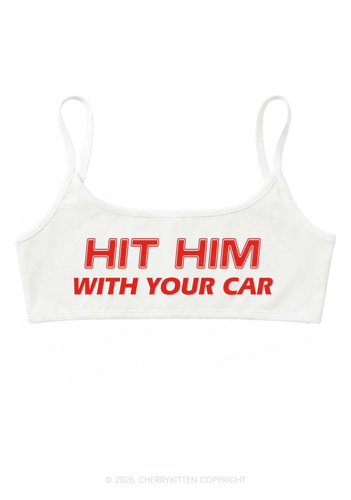 Hit Him With Your Car Y2K Super Crop Cami Cherrykitten