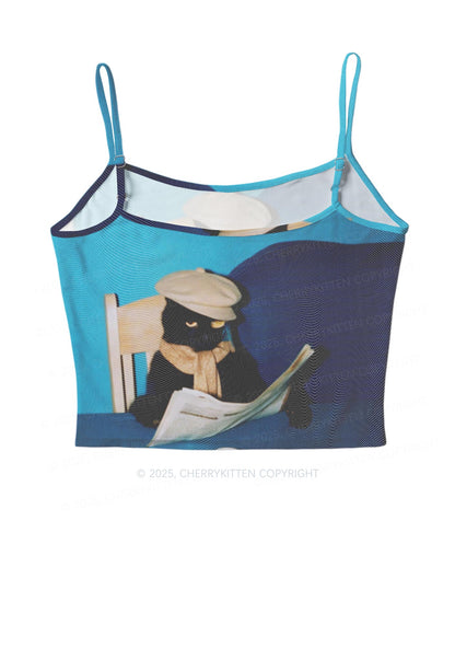 Cats Coffee Break Y2K Mesh Cami Tank Cherrykitten