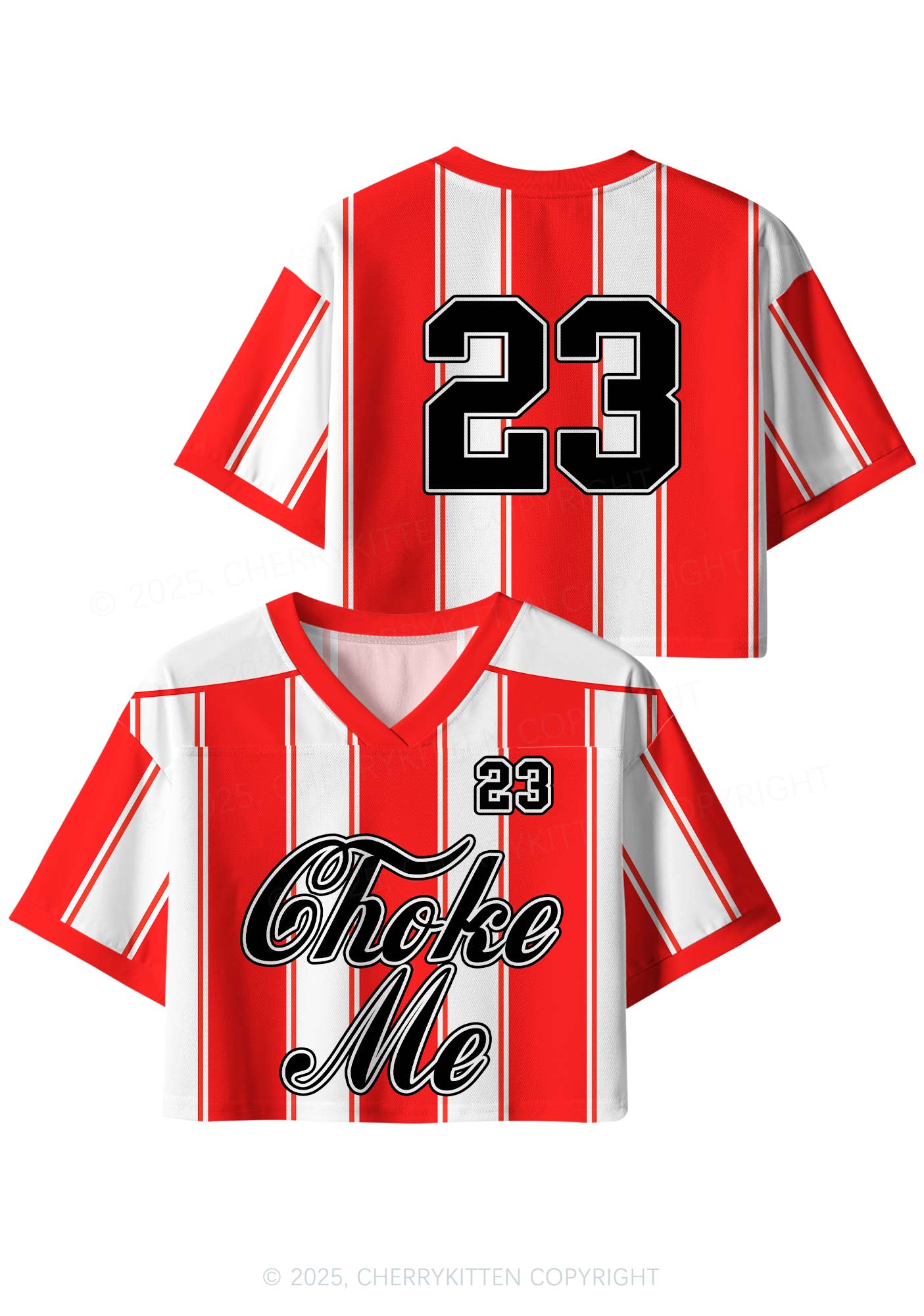 Custom Red Choke Me Y2K Crop Sport Jersey Shirts Cherrykitten