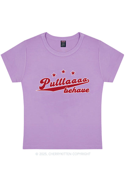 Putttaaaa Behave Y2K Baby Tee Cherrykitten