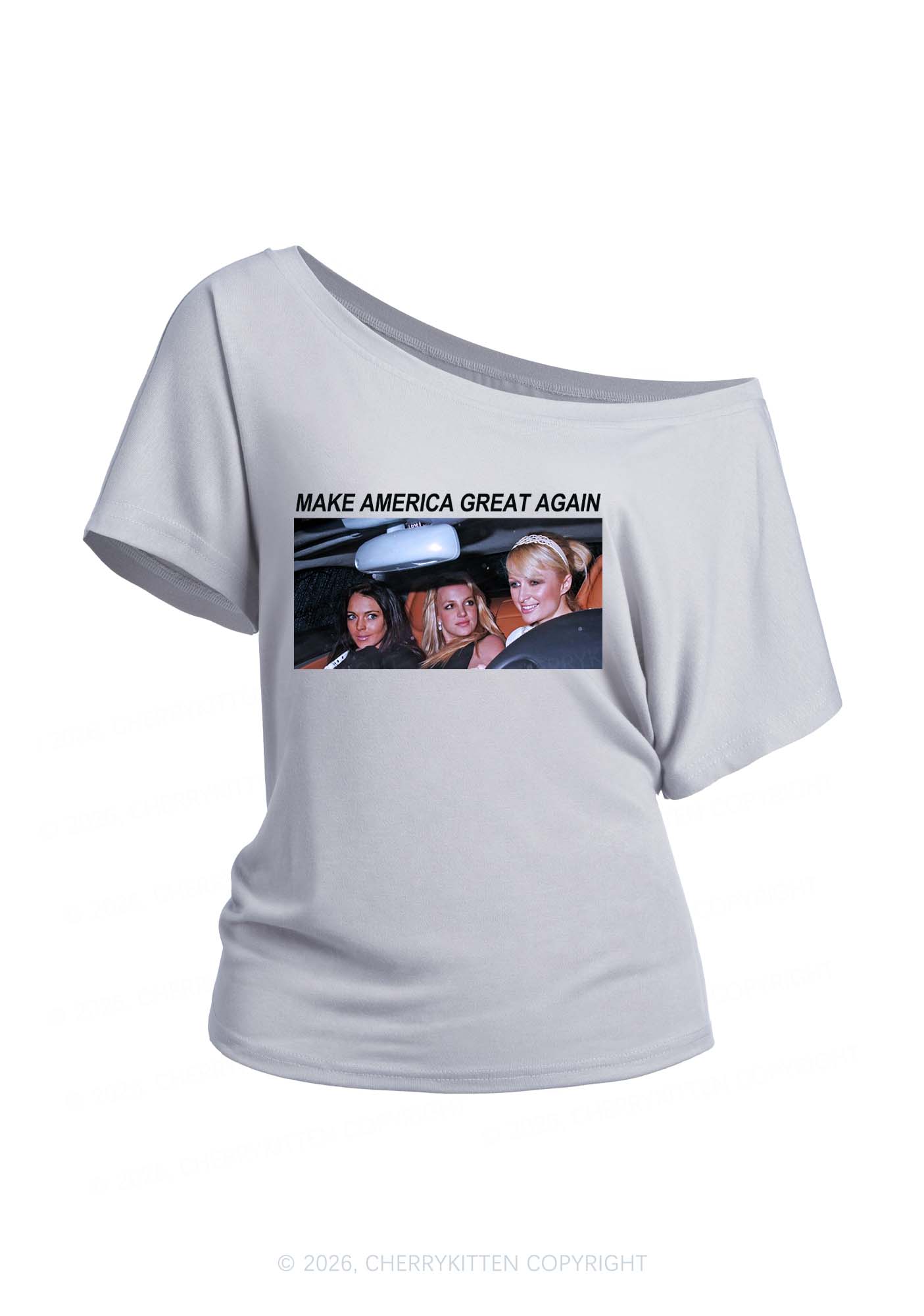 Make America Great Again Y2K Off Shoulder Tee Cherrykitten
