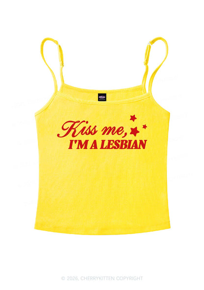 Kiss Me Im Lesbian Pride Y2K Spaghetti Strap Cami Cherrykitten