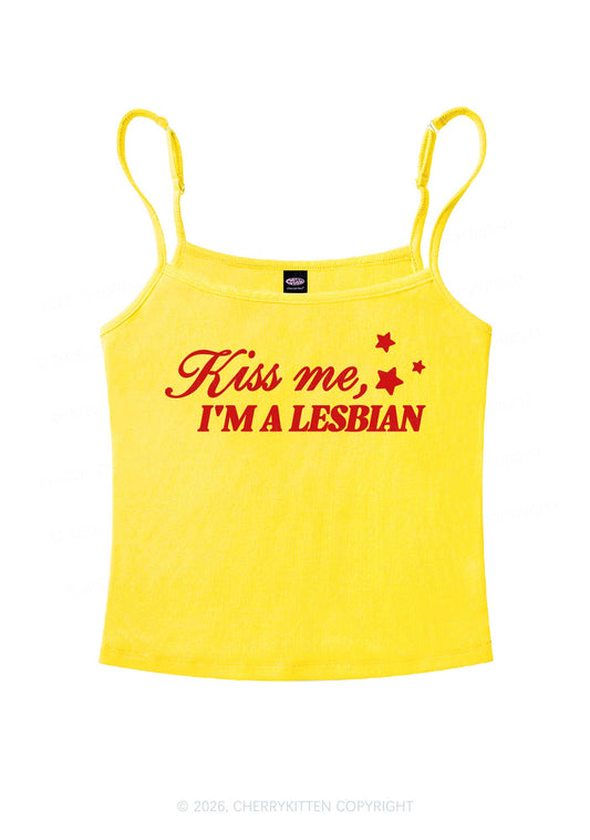 Kiss Me Im Lesbian Pride Y2K Spaghetti Strap Cami Cherrykitten