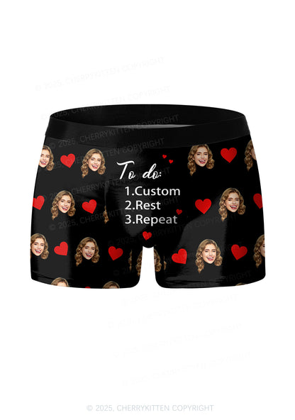 Custom To Do List Valentine's Day Y2K Print Couples Boxer Thong Set Cherrykitten