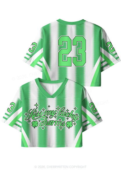 Custom Kiss My Lucky Charms St Patricks Y2K Crop Sport Jersey Shirts Cherrykitten
