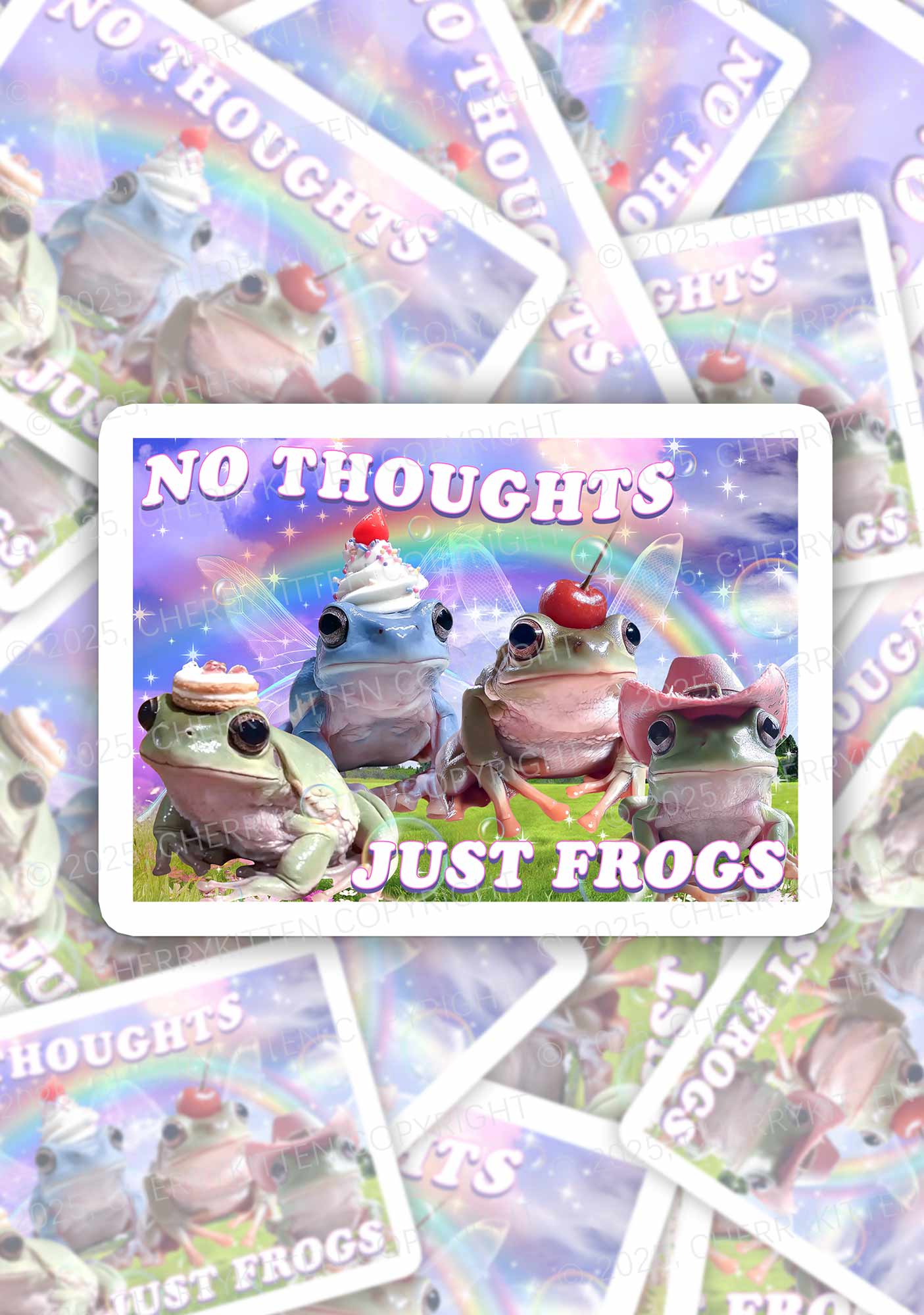 No Thoughts Just Frogs 1Pc Y2K Sticker Cherrykitten