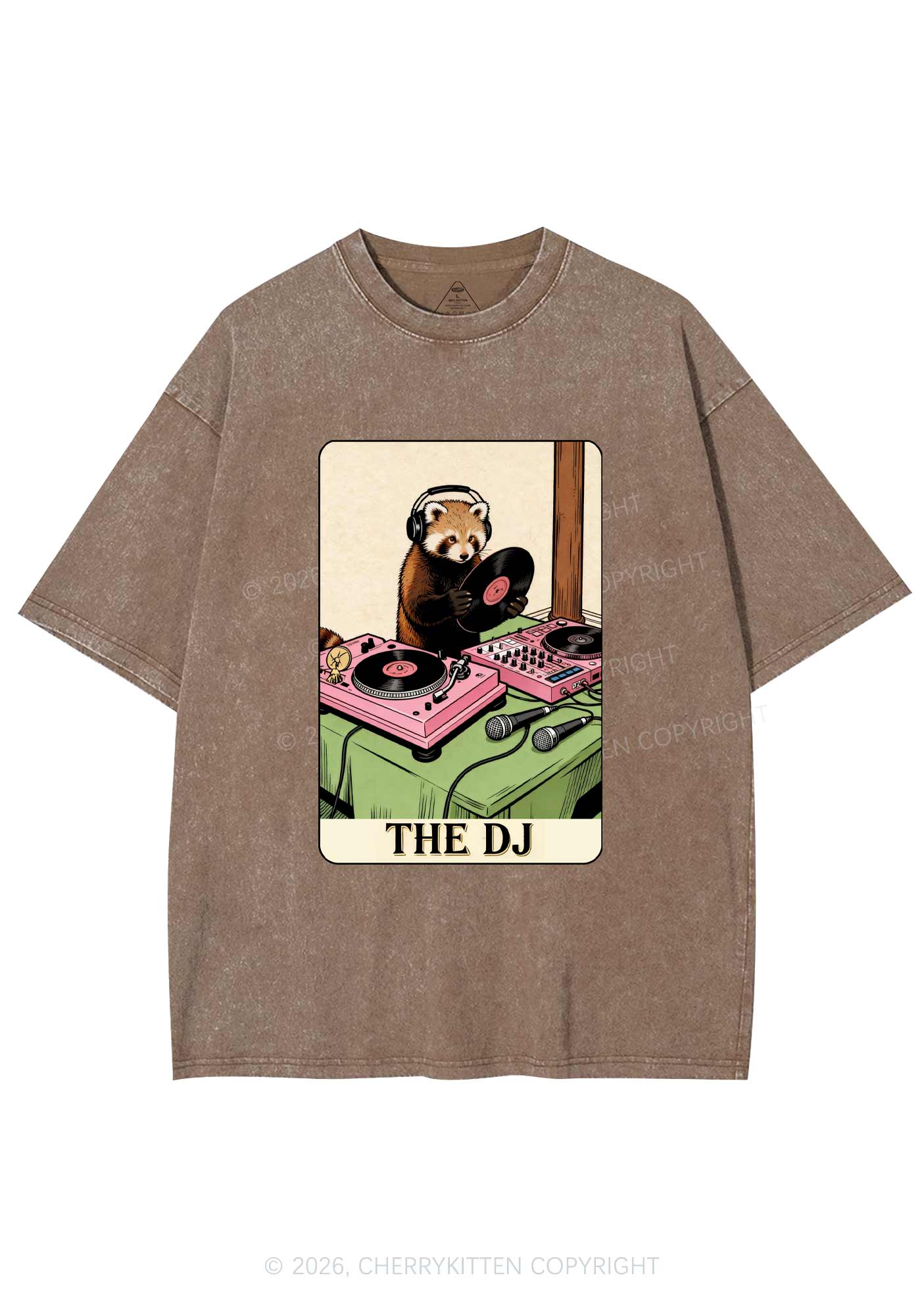 The DJ Raccoon Y2K Shirts Washed Tee Cherrykitten