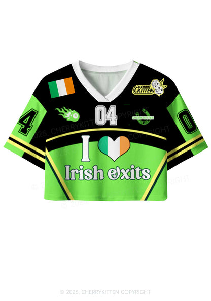 Custom I Love Irish Exits St Patricks Y2K Crop Sport Jersey Shirts Cherrykitten