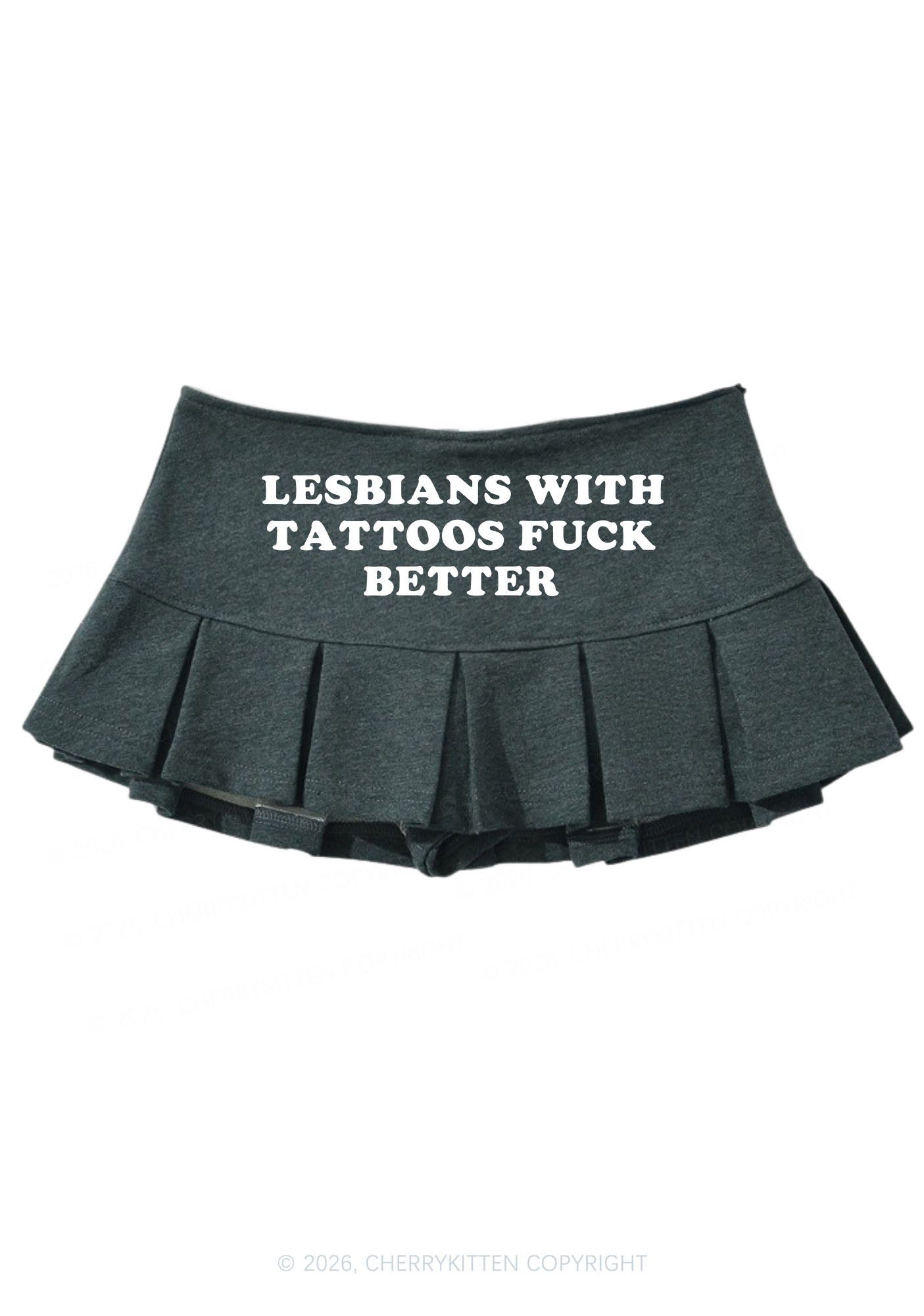 Lesbians With Tattoos Pride Y2K Mini Pleated Skirts Cherrykitten