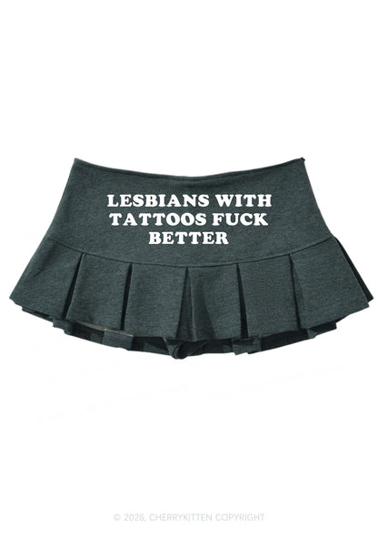 Lesbians With Tattoos Pride Y2K Mini Pleated Skirts Cherrykitten