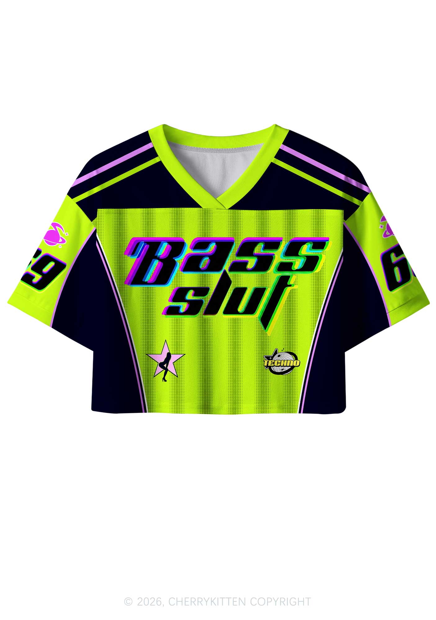 Green Bass Slxt Y2K Crop Sport Jersey Shirts Cherrykitten