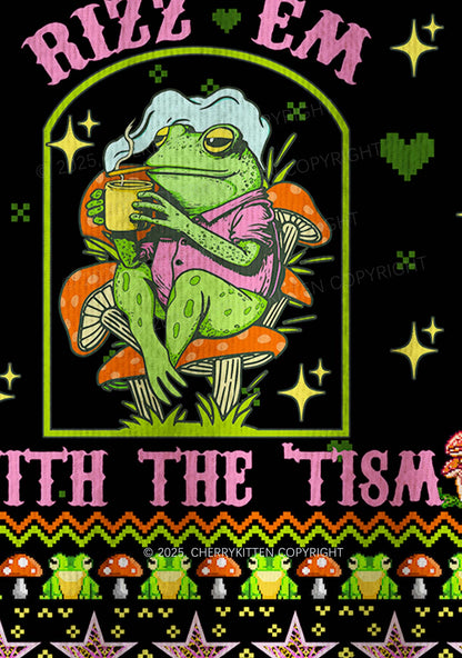 Tism Rizz Frog Y2K Christmas Knit Sweatshirt Cherrykitten