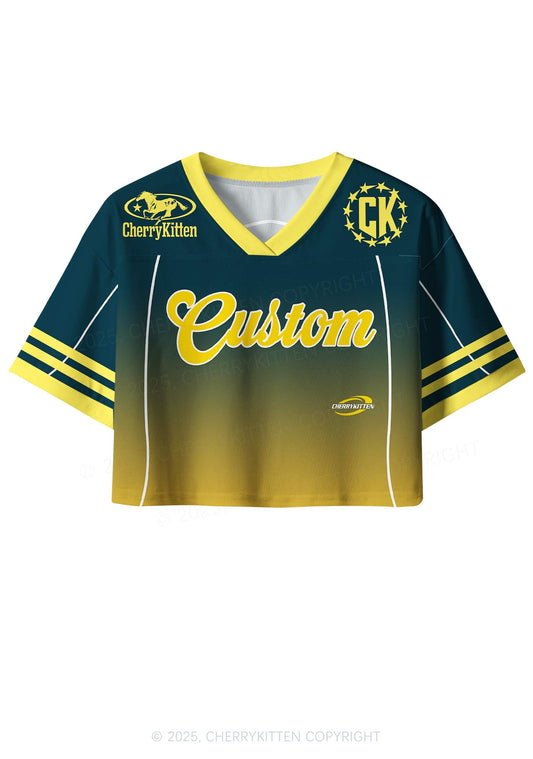 Custom Name Gradient Navy Y2K Crop Sport Jersey Shirts Cherrykitten