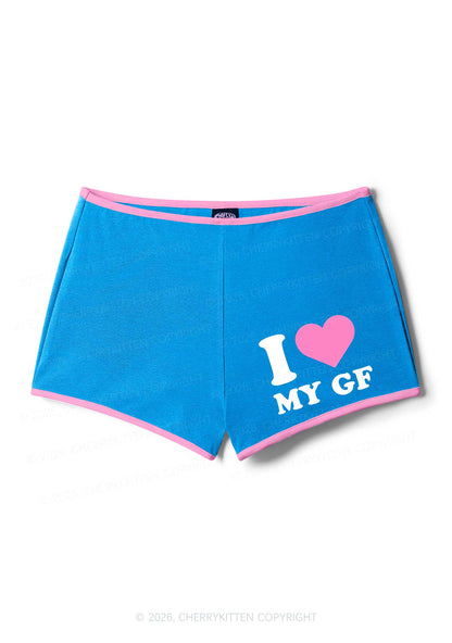 I Love My GF Valentine's Day Y2K Booty Shorts Cherrykitten