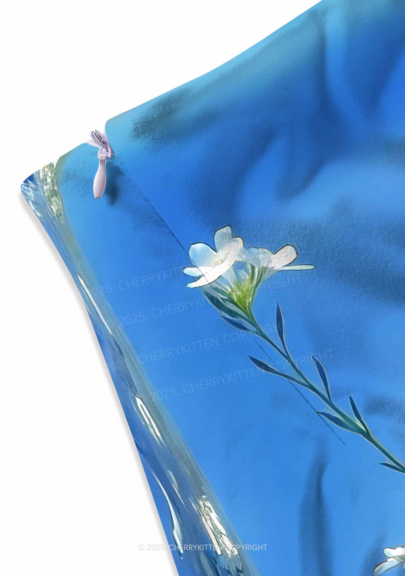 White Flowers Y2K Print Mini Skirt Cherrykitten