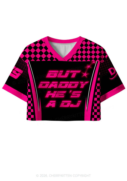 But Daddy He Is A DJ Y2K Crop Sport Jersey Shirts Cherrykitten