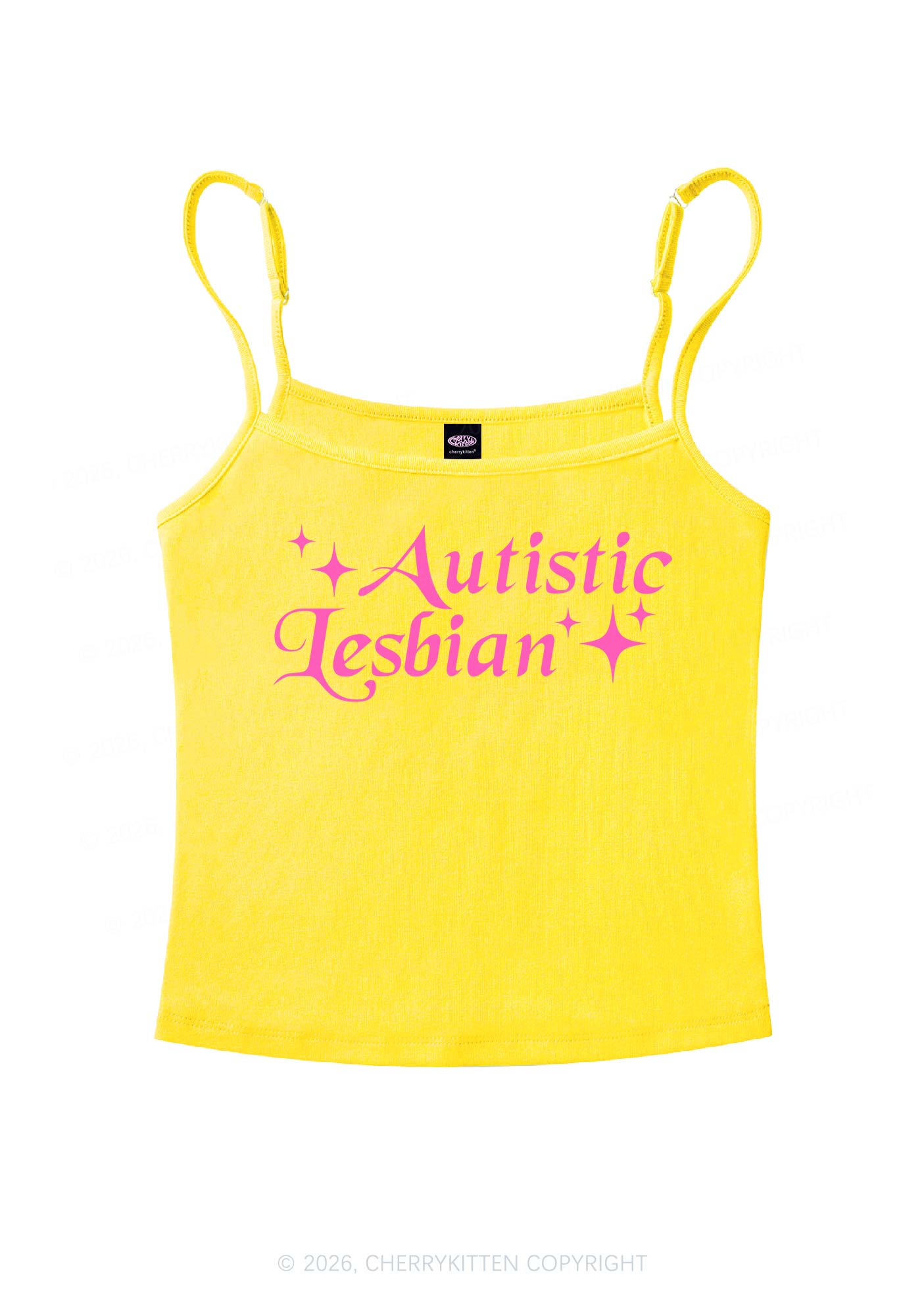 Autistic Lesbian Pride Y2K Spaghetti Strap Cami Cherrykitten