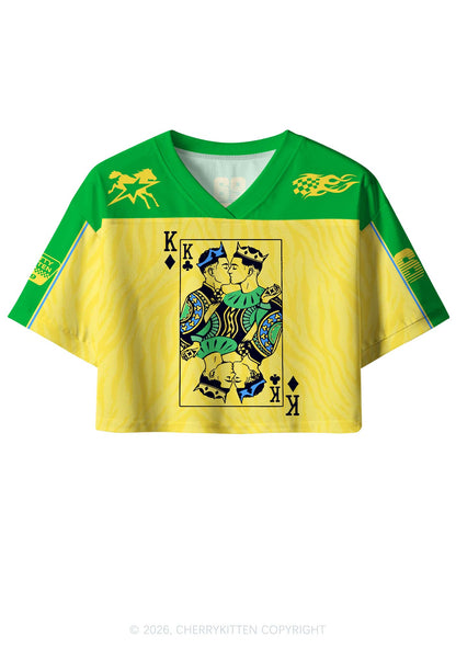 Yellow Gay King Pride Y2K Crop Sport Jersey Shirts Cherrykitten