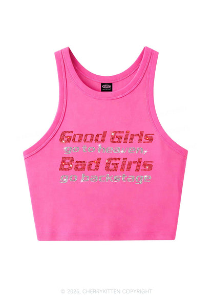 Rhinestone Bad Girls Go Backstage Y2K Crop Tank Top Cherrykitten