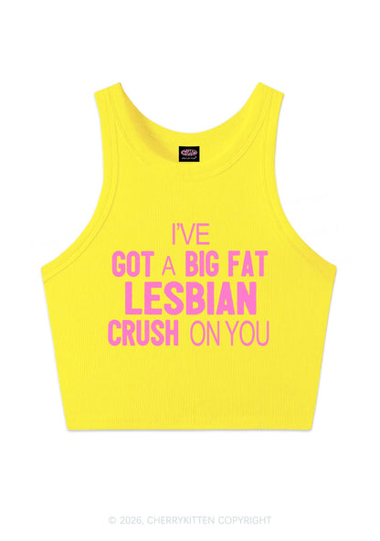 Big Fat Lesbian Crush Pride Y2K Crop Tank Top Cherrykitten
