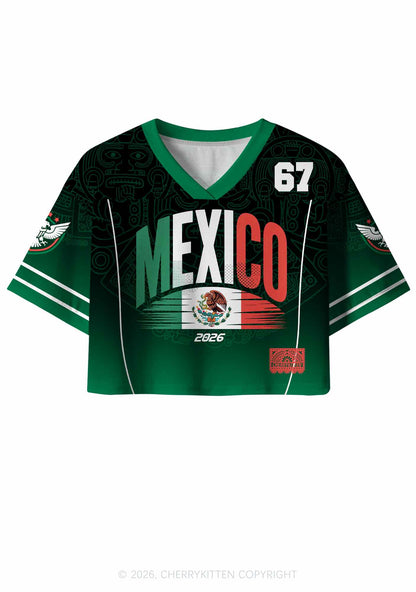 Custom Mexican Heritage Tribal Y2K Crop Sport Jersey Shirts Cherrykitten