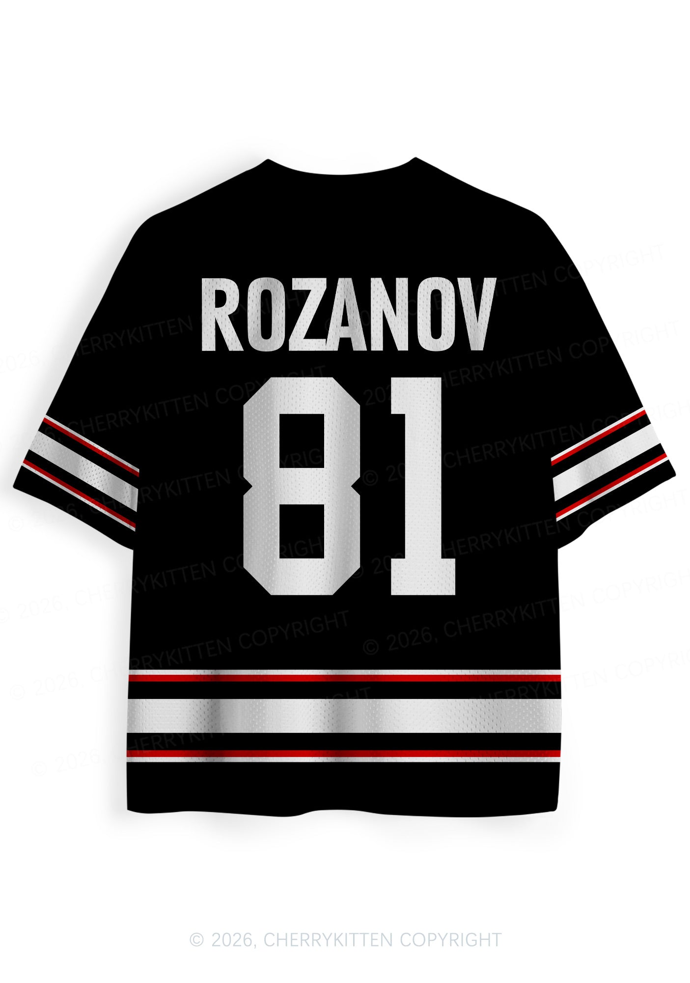 Black Hockey Match HR Y2K Sport Jersey Shirts Cherrykitten