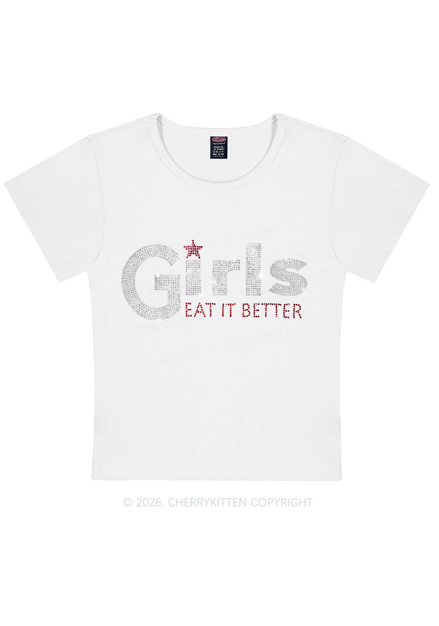 Rhinestone Girls Eat It Better Pride Y2K Baby Tee Cherrykitten
