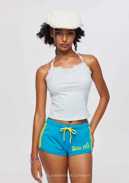 Bite Me Y2K Drawstring Mini Shorts Cherrykitten