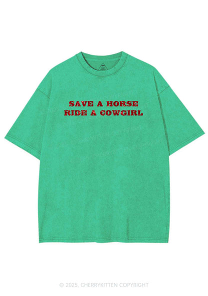 Glitter Save A Horse Ride A Cowgirl Y2K Shirts Washed Tee Cherrykitten