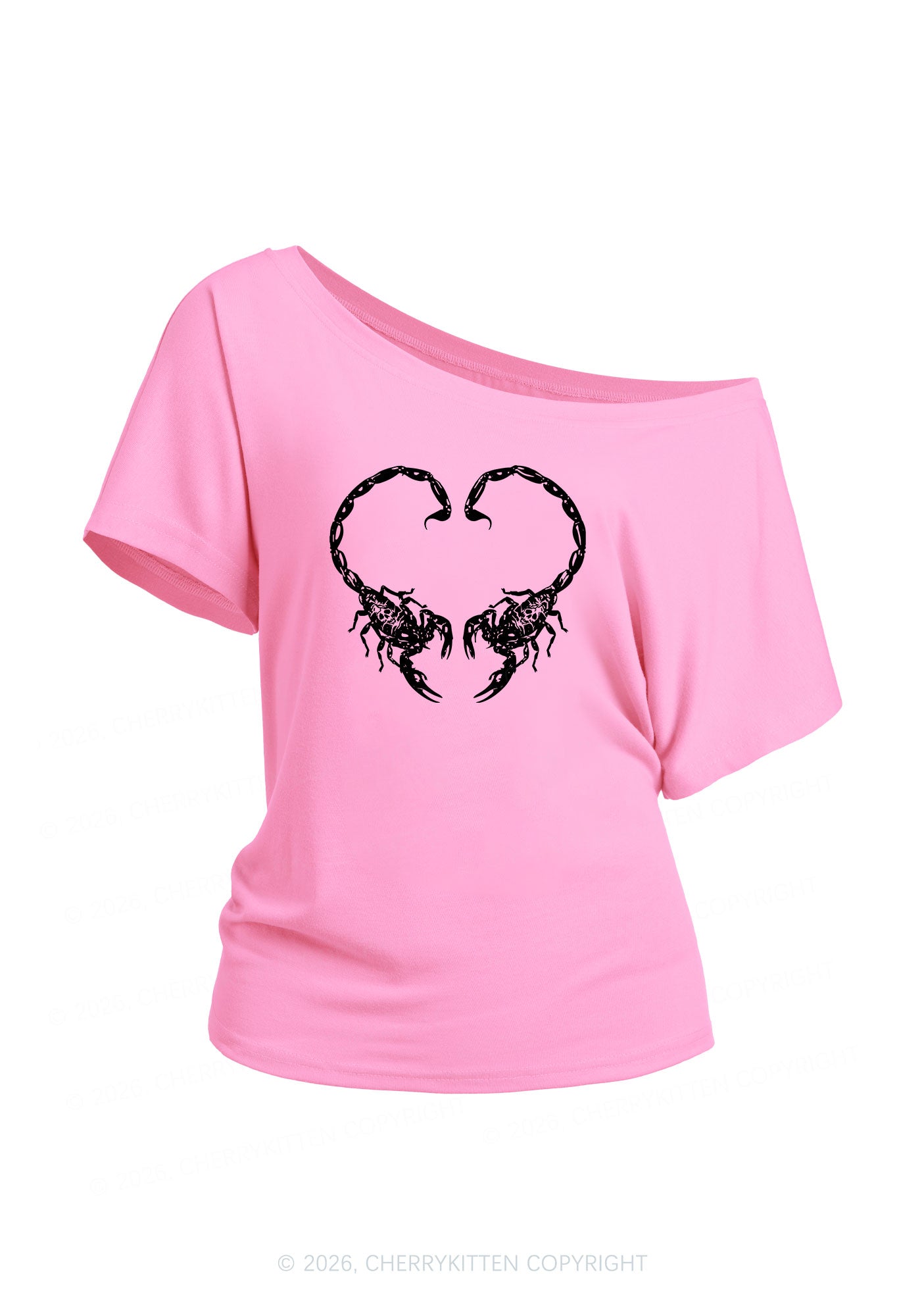 Skull Scorpion Heart Y2K Off Shoulder Tee Cherrykitten