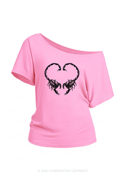 Skull Scorpion Heart Y2K Off Shoulder Tee Cherrykitten