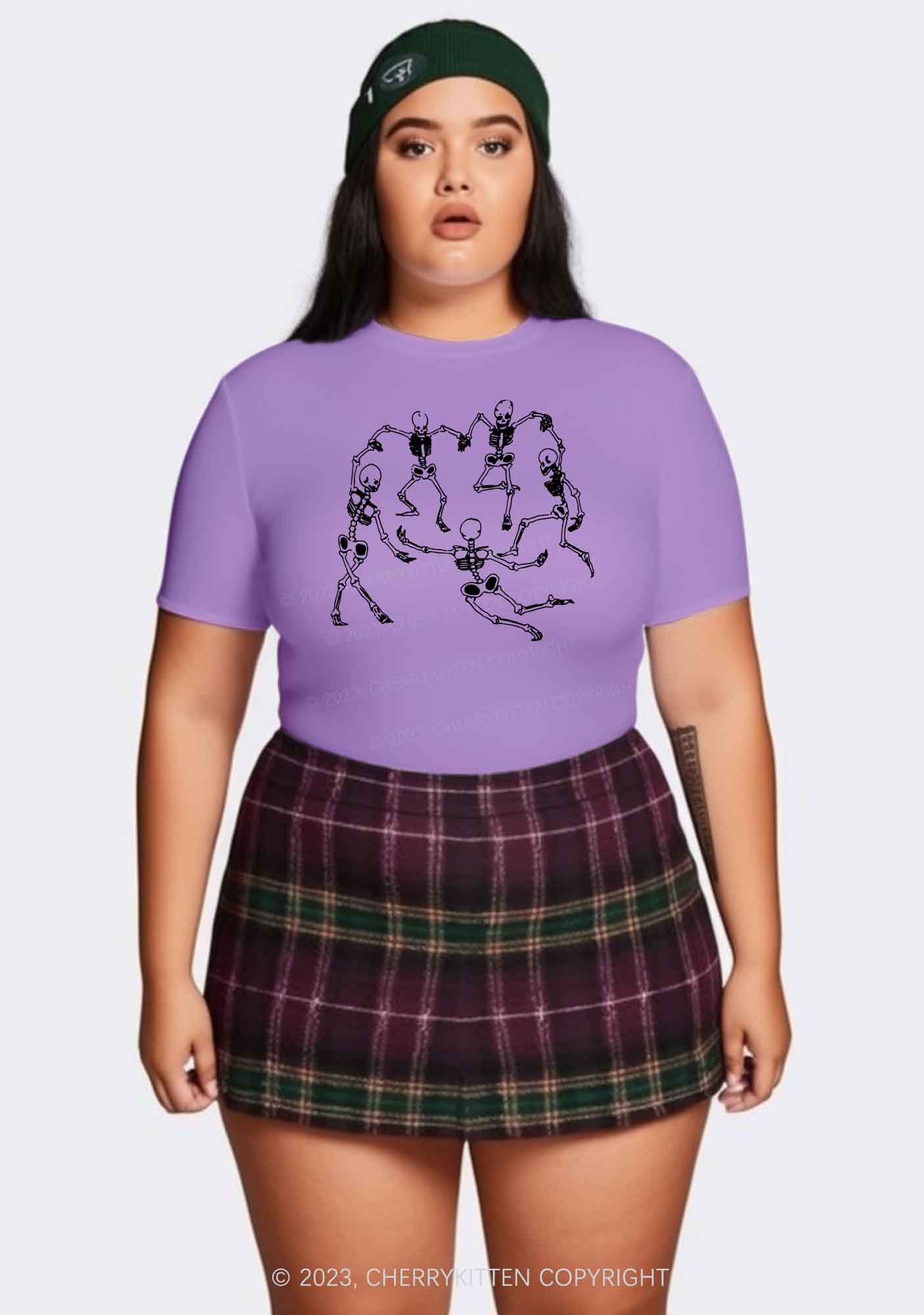 Dancing Skeletons Halloween Baby Tee Cherrykitten