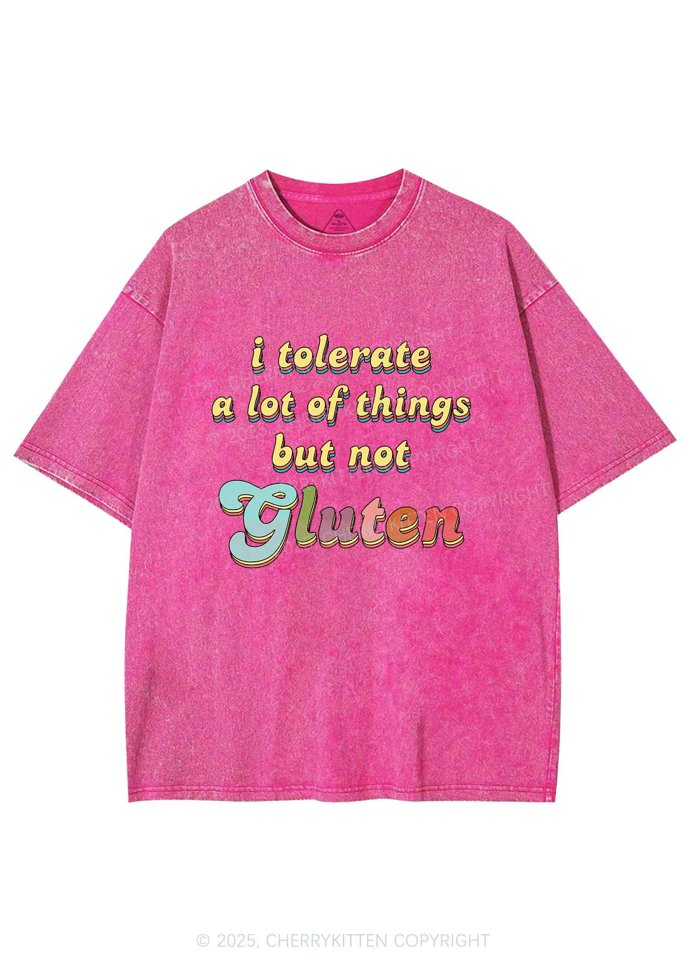 Tolerate Gluten Y2K Shirts Washed Tee Cherrykitten