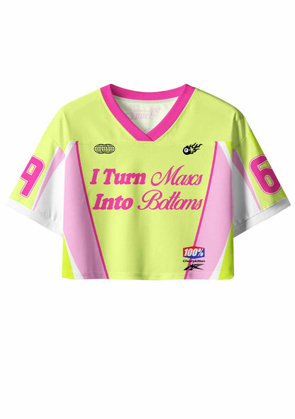 Lime Green Turn Mascs Into Bottoms Pride Y2K Crop Sport Jersey Shirts Cherrykitten