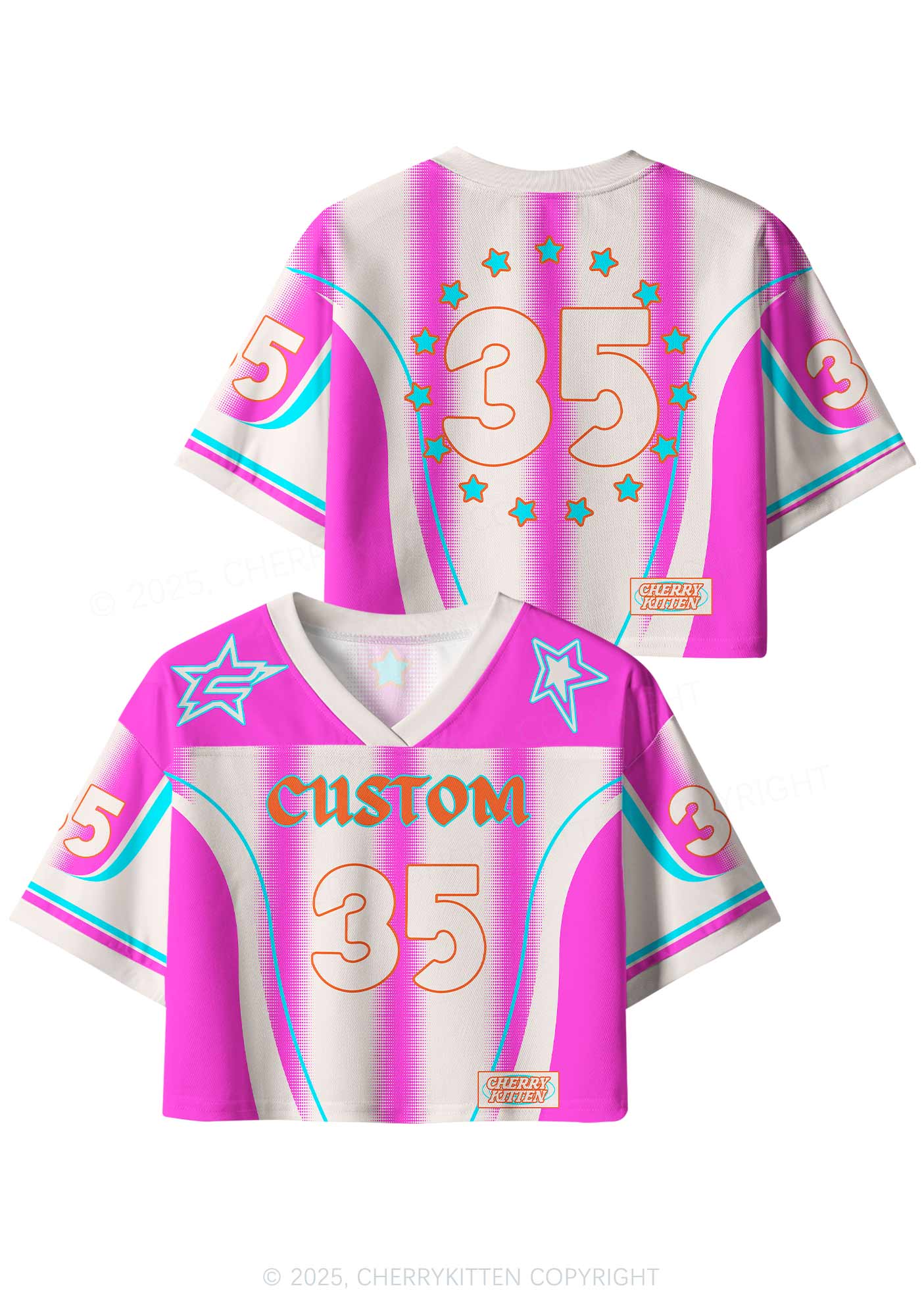 Custom Name Retro Pink Y2K Crop Sport Jersey Shirts Cherrykitten