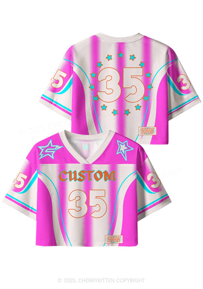 Custom Name Retro Pink Y2K Crop Sport Jersey Shirts Cherrykitten