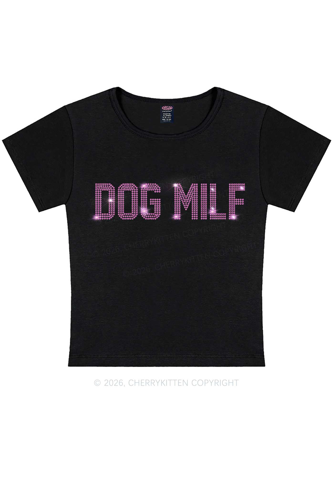 Rhinestone Dog Mxxf Y2K Baby Tee Cherrykitten