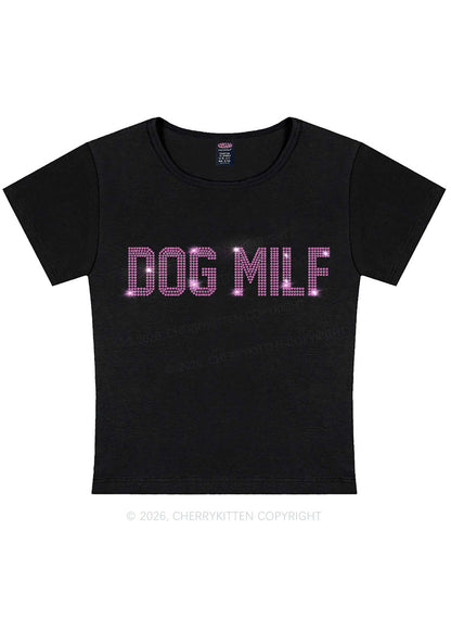 Rhinestone Dog Mxxf Y2K Baby Tee Cherrykitten